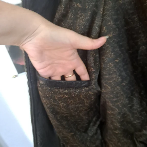 Final price! Last day! Men's black brown leather bomber jacket - Picture 6 of 11